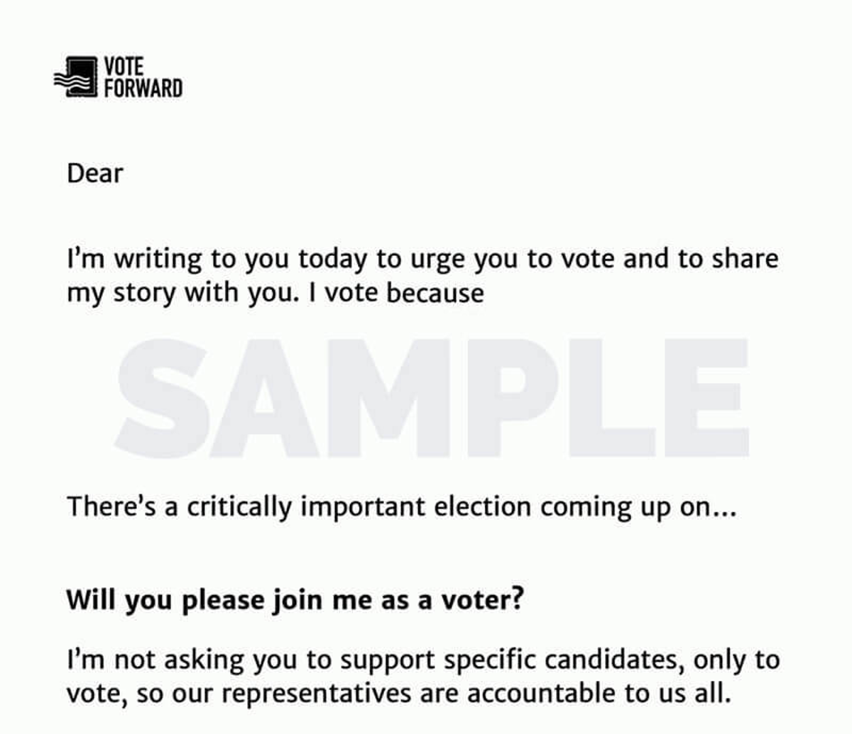 Sample Vote Forward Letter